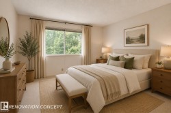 AI Renovation Concept (Not Actual Condition): Digitally enhanced image illustrating potential updates and furnishings. Refer to the preceding photos for the property's current condition. - 