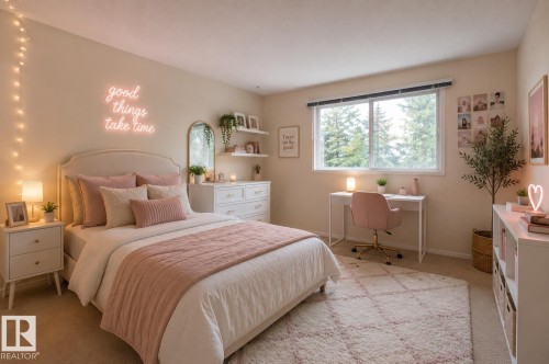 AI Renovation Concept (Not Actual Condition): Digitally enhanced image illustrating potential updates and furnishings. Refer to the preceding photos for the property's current condition. - 17912 77 Avenue, Edmonton, AB 