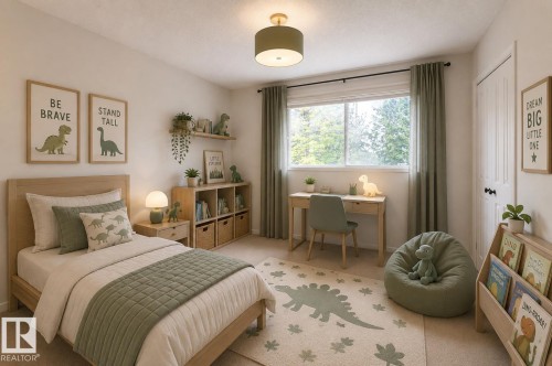 AI Renovation Concept (Not Actual Condition): Digitally enhanced image illustrating potential updates and furnishings. Refer to the preceding photos for the property's current condition. - 17912 77 Avenue, Edmonton, AB 