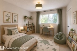 AI Renovation Concept (Not Actual Condition): Digitally enhanced image illustrating potential updates and furnishings. Refer to the preceding photos for the property's current condition. - 