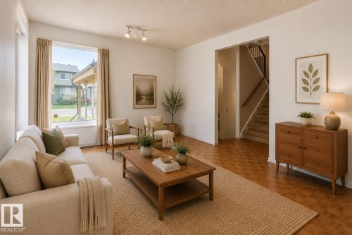 AI Renovation Concept (Not Actual Condition): Digitally enhanced image illustrating potential updates and furnishings. Refer to the preceding photos for the property's current condition. - 17912 77 Avenue, Edmonton, AB 