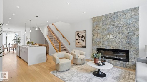 10964 123 Street Nw, Edmonton, AB - Indoor Photo Showing Living Room With Fireplace