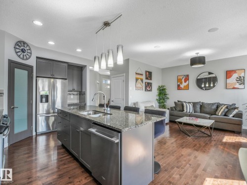 908 Goshawk Point(E) Nw, Edmonton, AB - Indoor Photo Showing Kitchen With Stainless Steel Kitchen With Double Sink With Upgraded Kitchen