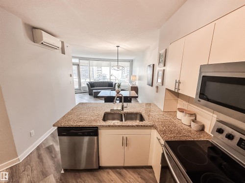 #703 10152 104 St Nw, Edmonton, AB - Indoor Photo Showing Kitchen With Double Sink