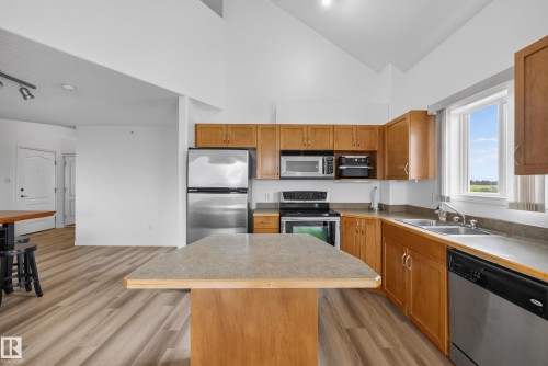 #430 3425 19 St Nw, Edmonton, AB - Indoor Photo Showing Kitchen With Double Sink