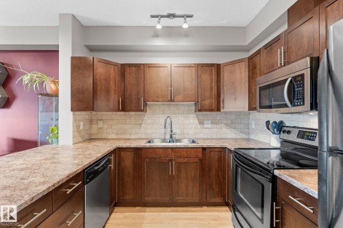 #419 2035 Grantham Co Nw, Edmonton, AB - Indoor Photo Showing Kitchen With Stainless Steel Kitchen With Double Sink