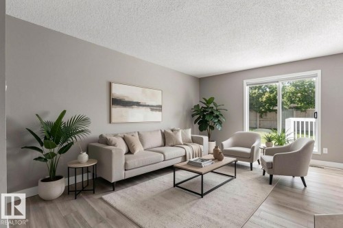 Virtually staged - 6837 159A Avenue Nw, Edmonton, AB - Indoor Photo Showing Living Room