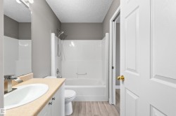 Main bathroom with new sink, faucet, and toilet - 