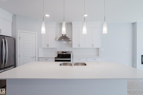 3883 Chrustawka Place Sw, Edmonton, AB - Indoor Photo Showing Kitchen With Double Sink With Upgraded Kitchen