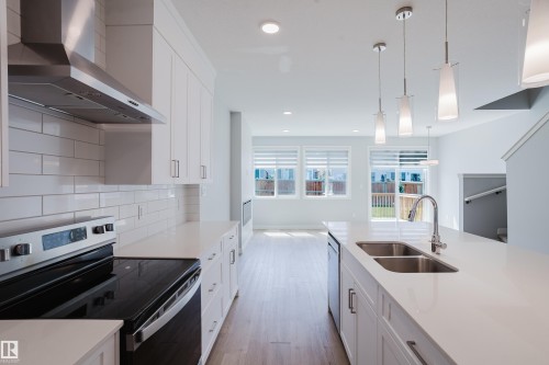 3883 Chrustawka Place Sw, Edmonton, AB - Indoor Photo Showing Kitchen With Double Sink With Upgraded Kitchen