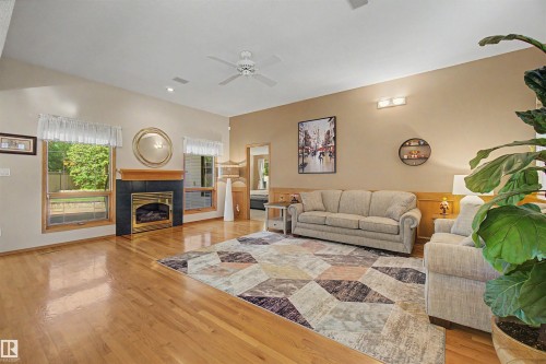 711 Butterworth Drive Nw, Edmonton, AB - Indoor Photo Showing Living Room With Fireplace