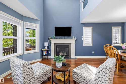 44 Vaughn Avenue, Spruce Grove, AB - Indoor Photo Showing Living Room With Fireplace