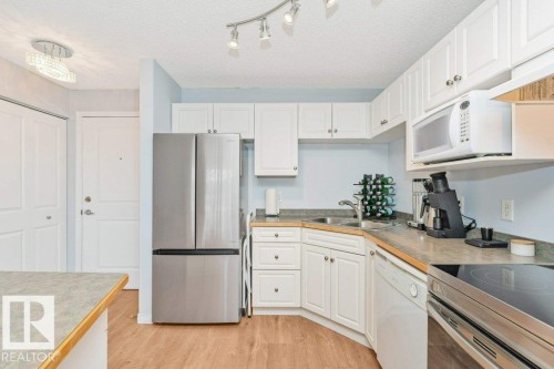 #217 245 Edwards Dr Sw, Edmonton, AB - Indoor Photo Showing Kitchen With Stainless Steel Kitchen With Double Sink