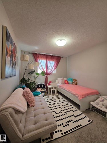 White walls and textured ceiling with flush-mount lighting - 491 Ebbers Way, Edmonton, AB 