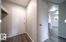 Entryway featuring wood-finish flooring, light-toned walls, and white trim - 