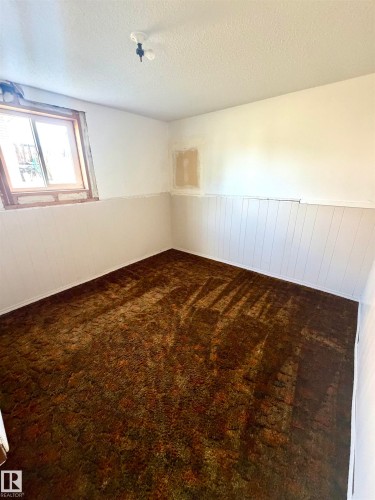 Room with brown patterned carpet and white beadboard paneling - 610 8 Avenue, Wainwright, AB - Indoor Photo Showing Other Room