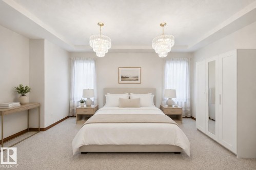 Dining Room VIRTUALLY STAGED as 3rd Above Grade Bedroom - 777 Butterworth Drive Nw, Edmonton, AB - Indoor Photo Showing Bedroom
