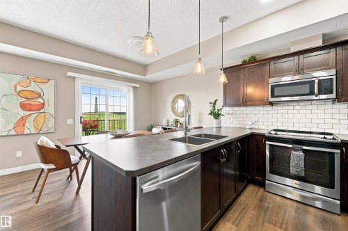 #117 7293 South Terwillegar Dr Nw, Edmonton, AB - Indoor Photo Showing Kitchen With Stainless Steel Kitchen With Double Sink With Upgraded Kitchen