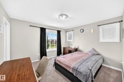 Carpeted room featuring light gray walls, a ceiling-mounted light fixture, and white trim - 