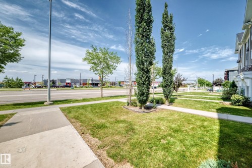 Landscaped property with established grass, mature trees, concrete sidewalks, and curb appeal - #10 2803 James Mowatt Trail Sw, Edmonton, AB - Outdoor With View