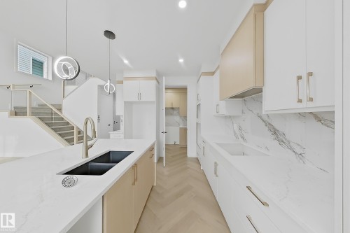 8916 Mayday Way Sw, Edmonton, AB - Indoor Photo Showing Kitchen With Double Sink With Upgraded Kitchen