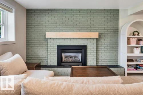 166 Larose Drive, St. Albert, AB - Indoor Photo Showing Living Room With Fireplace