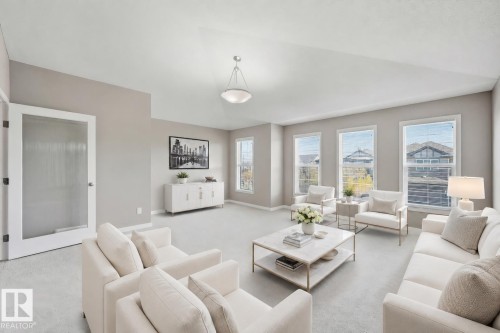 (virtually staged furniture) - 3528 Claxton Crescent Sw, Edmonton, AB - Indoor Photo Showing Living Room