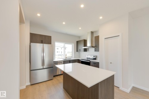 21011 25 Avenue Nw, Edmonton, AB - Indoor Photo Showing Kitchen With Stainless Steel Kitchen With Upgraded Kitchen