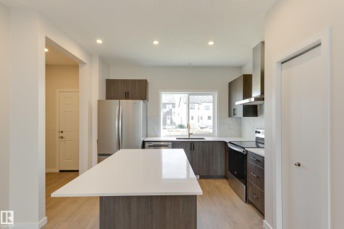 21011 25 Avenue Nw, Edmonton, AB - Indoor Photo Showing Kitchen With Stainless Steel Kitchen With Upgraded Kitchen