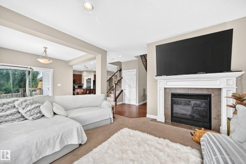 19 Victoria Bay, Spruce Grove, AB - Indoor Photo Showing Living Room With Fireplace