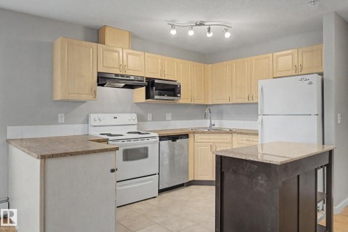 #105 240 Spruce Ridge Rd, Spruce Grove, AB - Indoor Photo Showing Kitchen With Double Sink