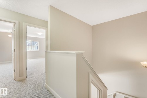 Hallway featuring light-toned carpeting and neutral wall paint - #16 7293 South Terwillegar Dr Nw, Edmonton, AB - Indoor Photo Showing Other Room