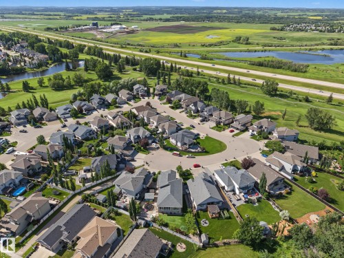 Aerial perspective showcasing a residential development with cul-de-sac design - 38 Longview Point(E), Spruce Grove, AB - Outdoor With View