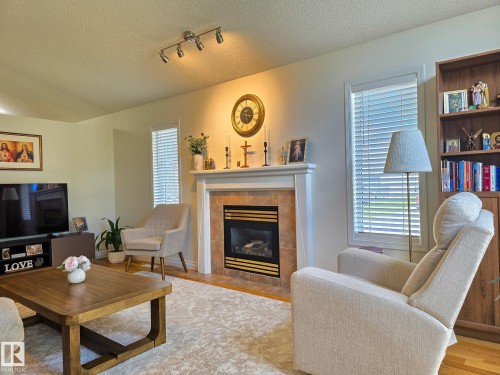 22 Dunfield Crescent, St. Albert, AB - Indoor Photo Showing Living Room With Fireplace