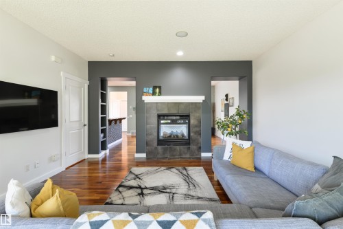 1607 Kerr Road Nw, Edmonton, AB - Indoor Photo Showing Living Room With Fireplace
