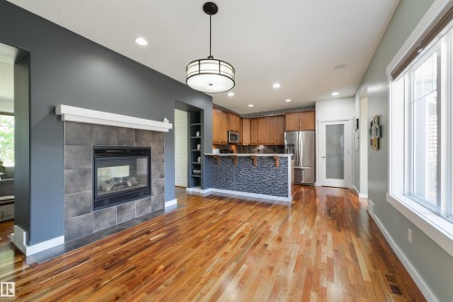 1607 Kerr Road Nw, Edmonton, AB - Indoor Photo Showing Living Room With Fireplace