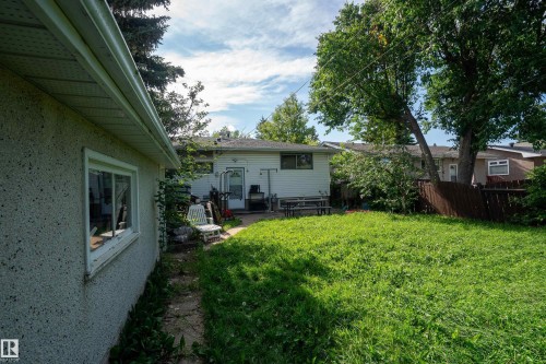 Expansive rear yard featuring green space, mature trees, and a privacy fence - 5307 105 Street Nw, Edmonton, AB - Outdoor