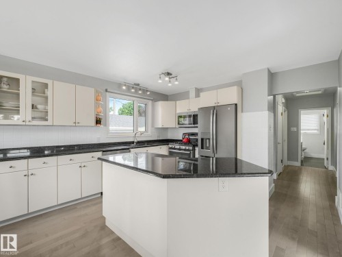 9528 54 Street Nw, Edmonton, AB - Indoor Photo Showing Kitchen With Double Sink