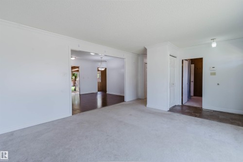 Spacious interior featuring light-toned carpeting and white painted walls - 11115 39A Avenue Nw, Edmonton, AB - Indoor Photo Showing Other Room