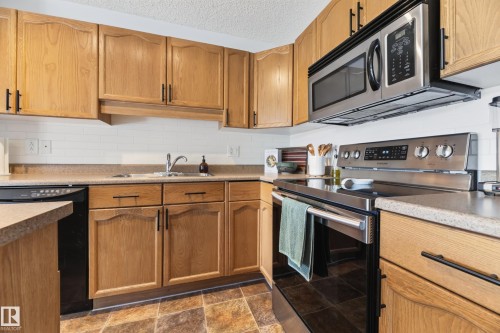 #6 12104 16 Av Sw, Edmonton, AB - Indoor Photo Showing Kitchen With Double Sink