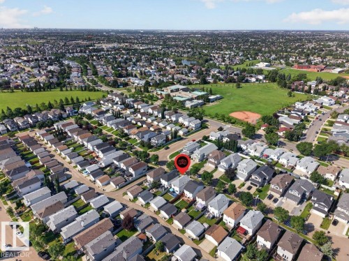 Aerial perspective of a residential neighborhood with varied housing styles - 17411 90 Street Nw, Edmonton, AB - Outdoor With View