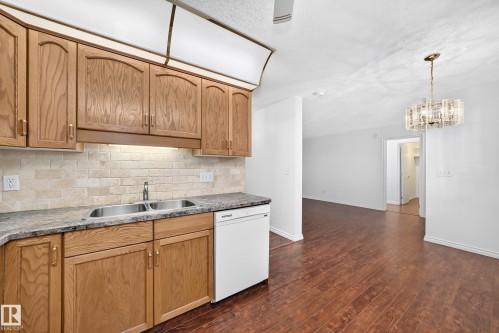#109 10945 21 Av Nw, Edmonton, AB - Indoor Photo Showing Kitchen With Double Sink