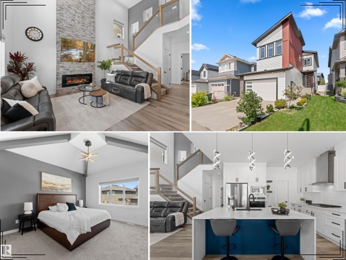 Property Listing Visuals. Presenting various interior and exterior aspects of the property - 59 Willow Link, Fort Saskatchewan, AB - Indoor With Fireplace