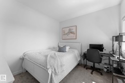 Carpeted bedroom with neutral wall tones and natural light from a single window - 