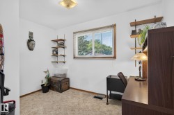 White walls with a light brown carpeted floor - 