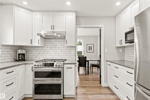 17532 55 Avenue Nw, Edmonton, AB - Indoor Photo Showing Kitchen With Upgraded Kitchen