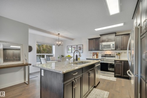 4029 Alexander Way Sw, Edmonton, AB - Indoor Photo Showing Kitchen With Stainless Steel Kitchen With Double Sink With Upgraded Kitchen