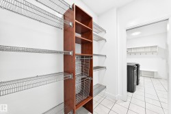 Customizable wire shelving system with a wood-finish storage unit, offering ample organization - 