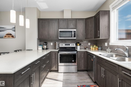 2627 Maple Way Nw, Edmonton, AB - Indoor Photo Showing Kitchen With Stainless Steel Kitchen With Double Sink