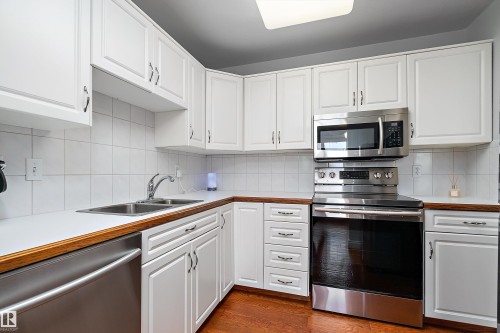#315 5520 Riverbend Rd Nw, Edmonton, AB - Indoor Photo Showing Kitchen With Double Sink